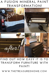 It's so easy to transform furniture with paint! Let Barbara with The Treasured Home teach you with this Fusion Mineral Paint Transformation tutorial! #thetreasuredhome #fusionmineralpaint #paintedfurniture #furnituretransformation #furniturepaint