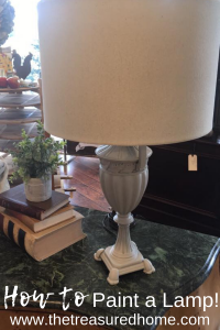 Learn how to paint a lamp using Fusion Mineral Paint. Save money by upcycling your old decor! #thetreasuredhome #fusionmineralpaint #howtopaintalamp #upcycling #besthomedecorpaint