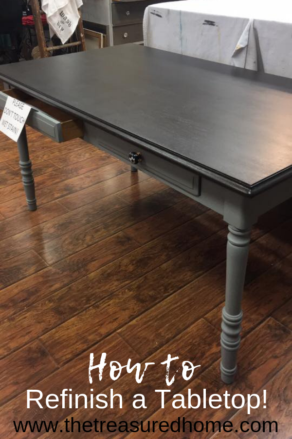 Learn how to refinish a tabletop using Fusion Mineral Paint. #thetreasuredhome #fusionmineralpaint #refinishingfurniture #paintedfurniture #furniturepaintingtechnique