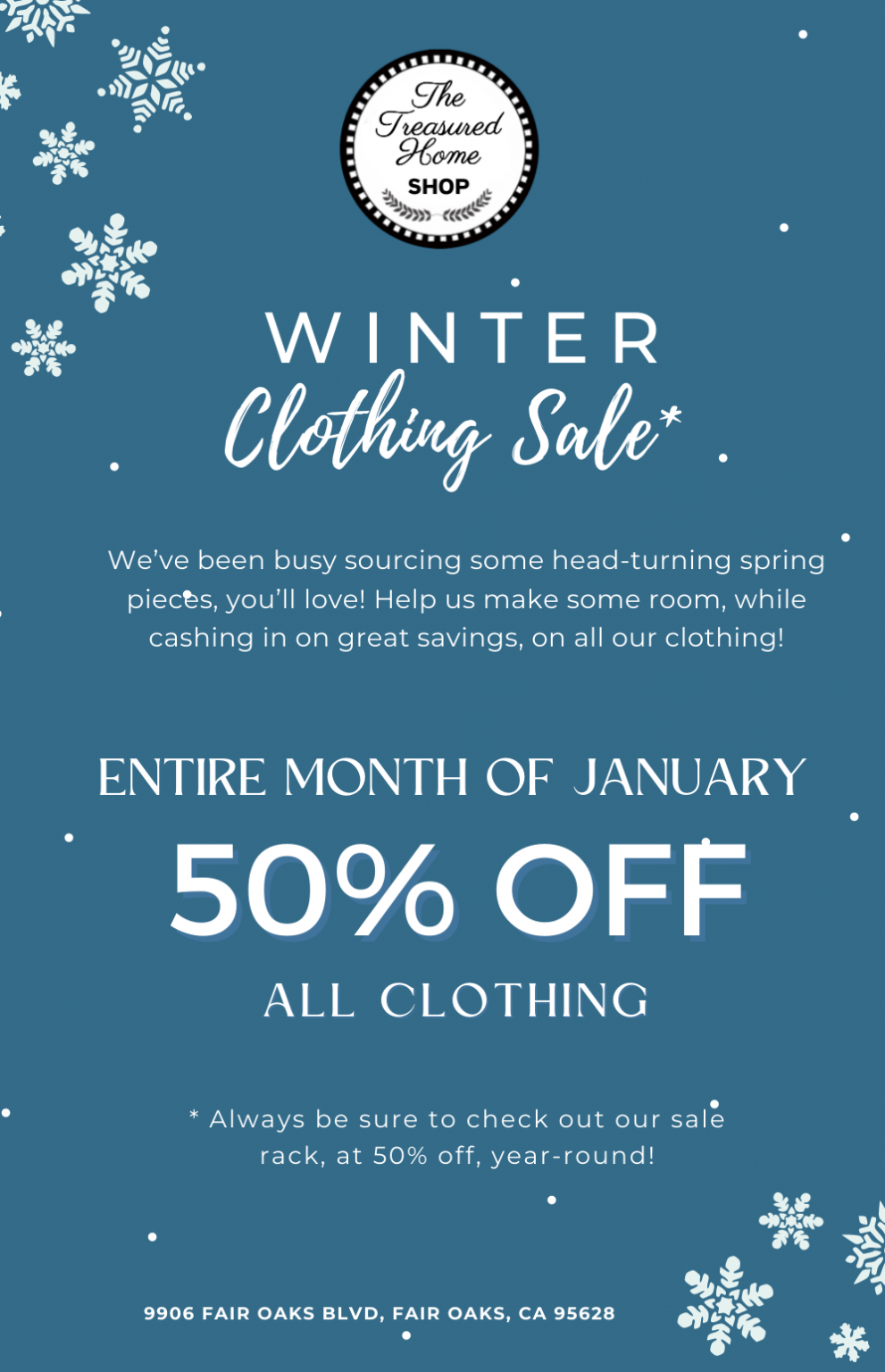 Our Crazy Half Off Clothing Sale Continues! The Treasured Home